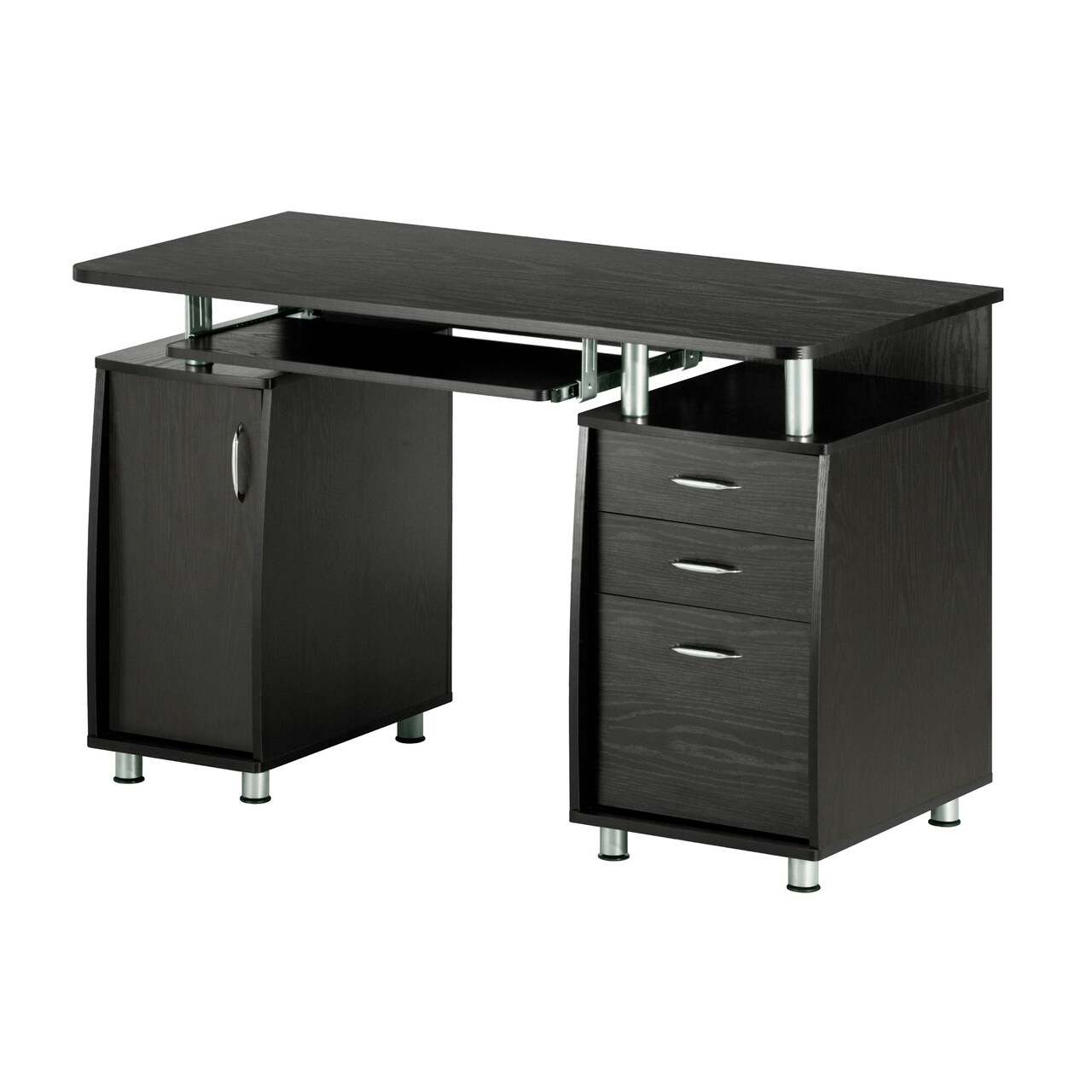 Techni Office Solutions Computer Desk Workstation with Keyboard Shelf and Storage - 47.5" - Espresso